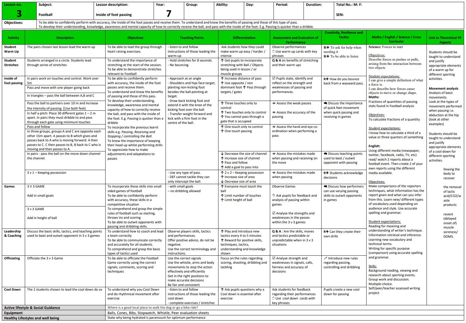 Football Lesson Plans (KS3)