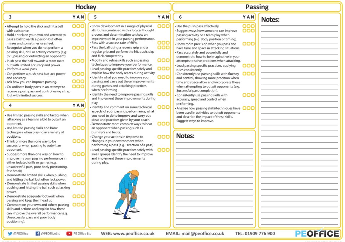 Hockey - Evaluation Sheet - Passing